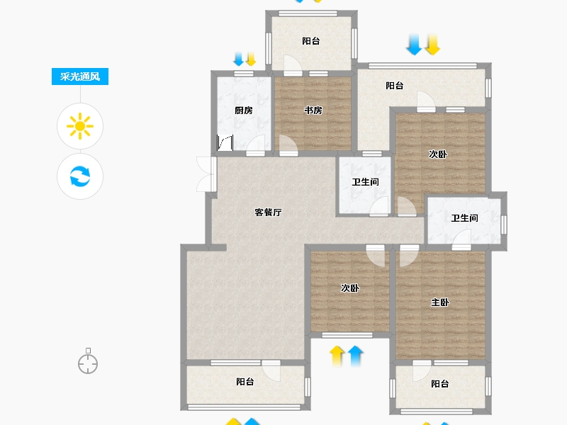 吉林省-长春市-高新君園-149.76-户型库-采光通风