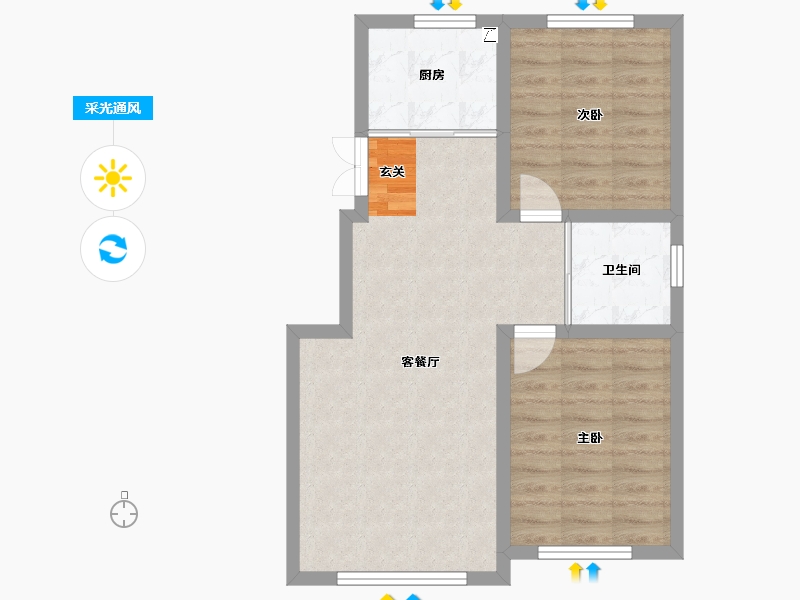 吉林省-长春市-米澜国际-61.68-户型库-采光通风