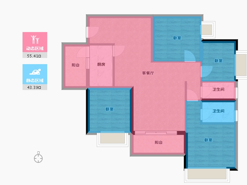 广东省-梅州市-御景蓝湾-87.71-户型库-动静分区