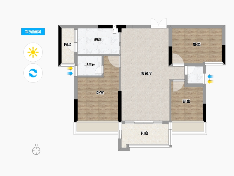 广东省-江门市-雅景臻悦-82.00-户型库-采光通风