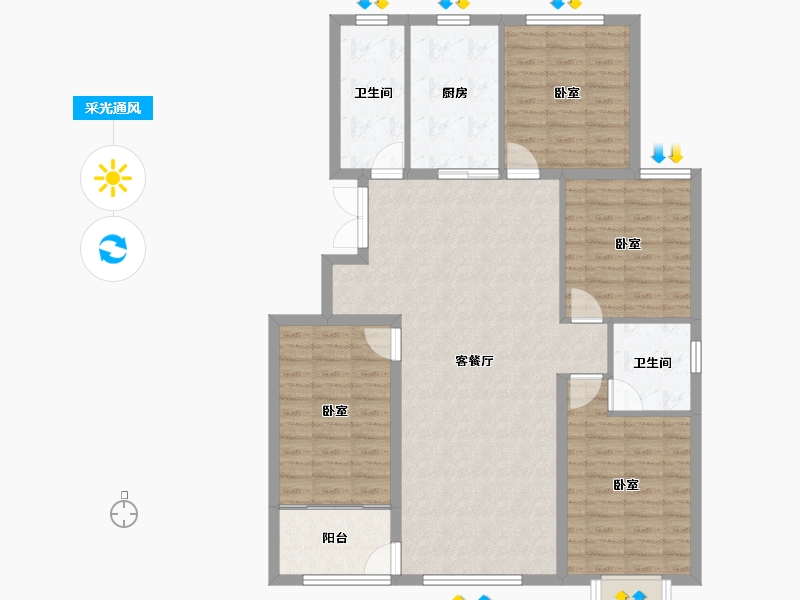 山东省-潍坊市-恒信君悦世家-114.50-户型库-采光通风