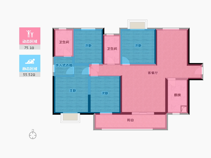 湖南省-长沙市-珠江东方明珠-115.15-户型库-动静分区