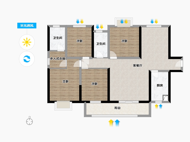 湖南省-长沙市-珠江东方明珠-115.15-户型库-采光通风