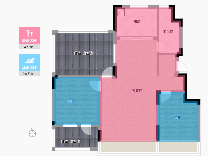 吉林省-长春市-万科向日葵小镇-73.00-户型库-动静分区