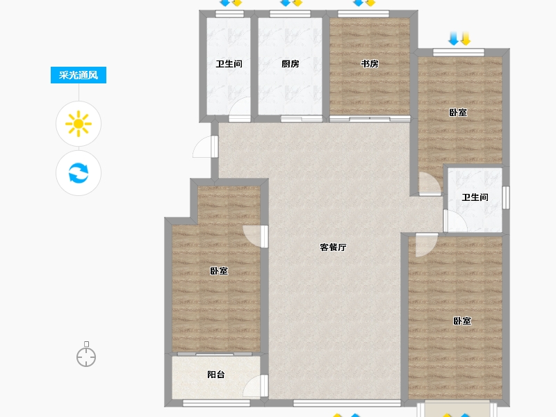 山东省-潍坊市-恒信君悦世家-123.00-户型库-采光通风