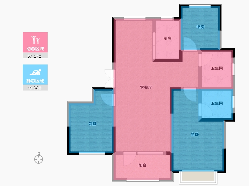 山东省-威海市-威高七彩城春风里-104.00-户型库-动静分区