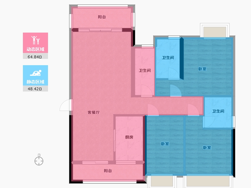 广东省-梅州市-艺展·熙园-101.88-户型库-动静分区