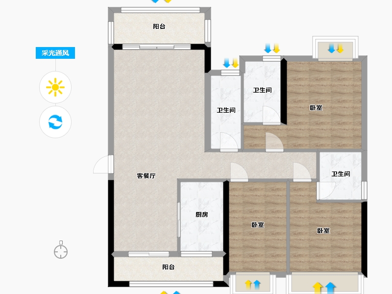 广东省-梅州市-艺展·熙园-101.88-户型库-采光通风