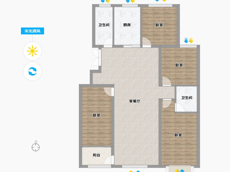 山东省-潍坊市-恒信君悦世家-123.27-户型库-采光通风