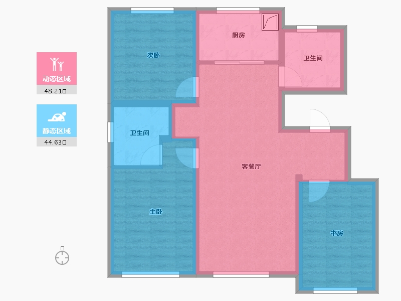 吉林省-长春市-国信净月府-82.43-户型库-动静分区