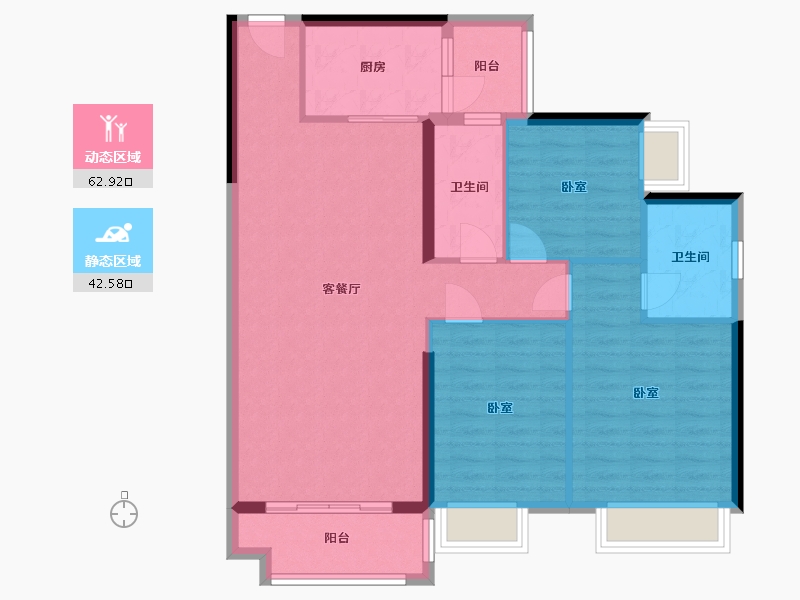 广东省-梅州市-艺展·熙园-95.45-户型库-动静分区