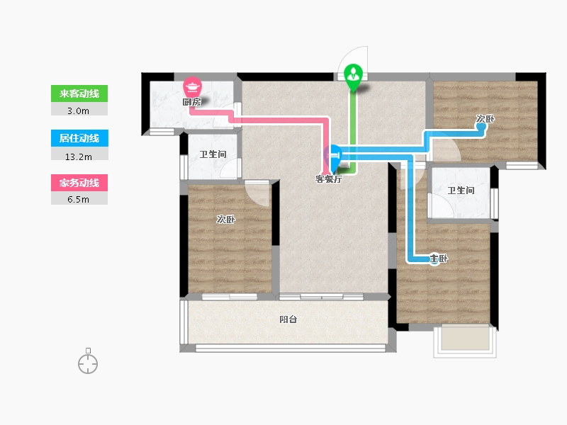 湖南省-长沙市-鲁商·星雅美辰-80.30-户型库-动静线