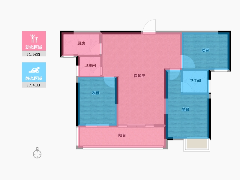 湖南省-长沙市-鲁商·星雅美辰-80.30-户型库-动静分区