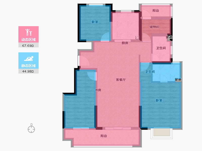 安徽省-宣城市-世茂云锦-100.00-户型库-动静分区