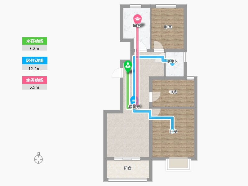 河南省-郑州市-锦荣米兰小镇-66.01-户型库-动静线