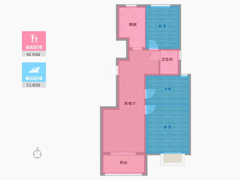 河南省-郑州市-锦荣米兰小镇-66.01-户型库-动静分区