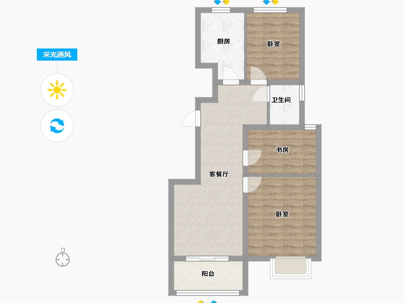 河南省-郑州市-锦荣米兰小镇-66.01-户型库-采光通风