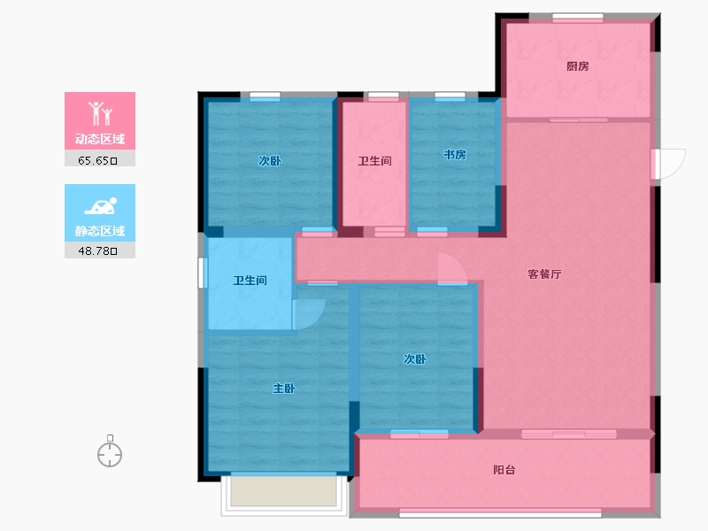 山东省-青岛市-鑫源珺府-102.40-户型库-动静分区