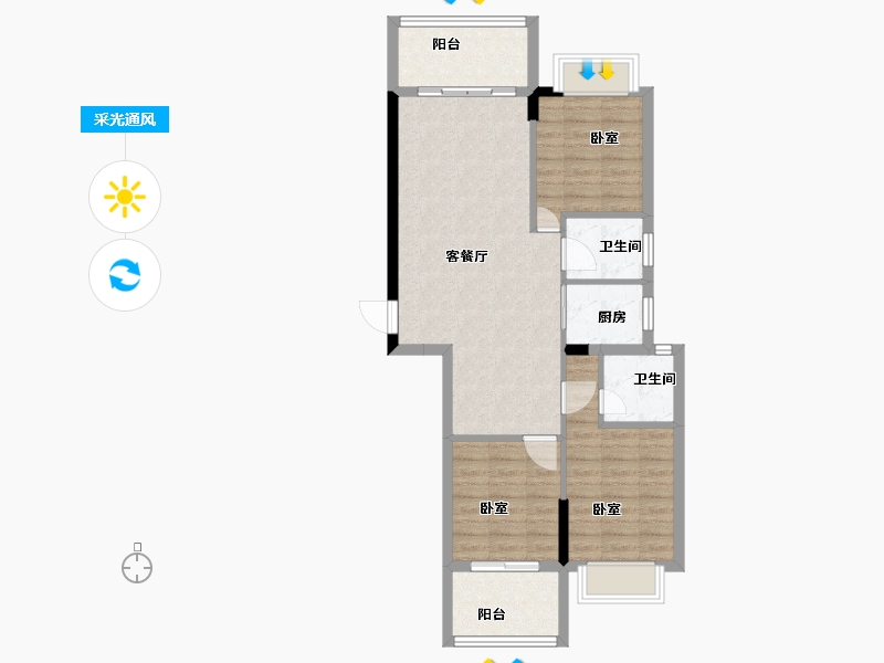 广东省-汕头市-国瑞四季园-78.67-户型库-采光通风