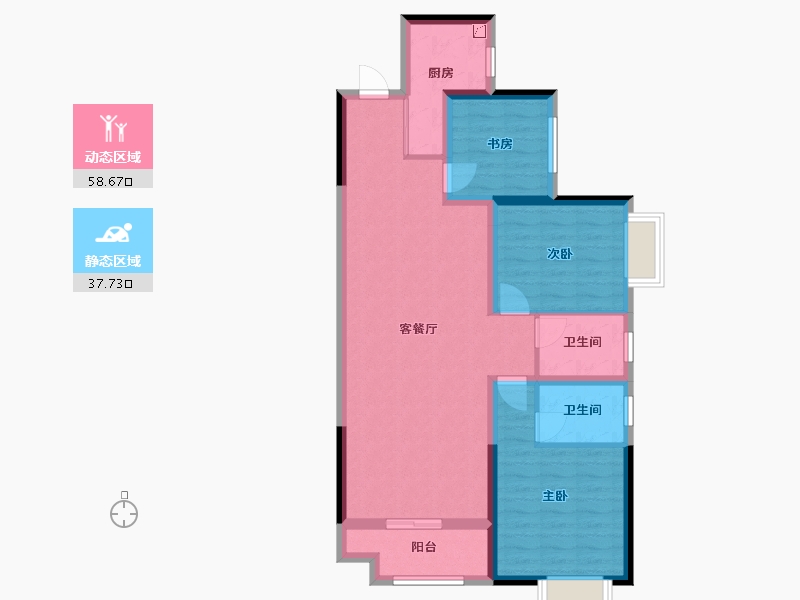 湖南省-长沙市-珠江东方明珠-85.71-户型库-动静分区