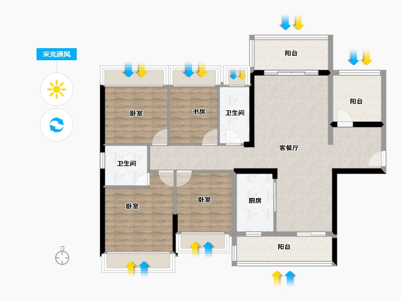 广东省-湛江市-裕达豪庭-110.04-户型库-采光通风