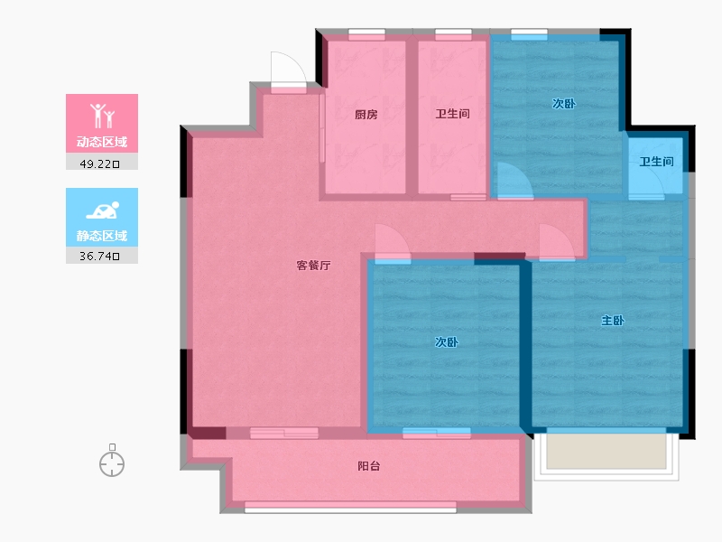 山东省-青岛市-鑫源珺府-76.00-户型库-动静分区