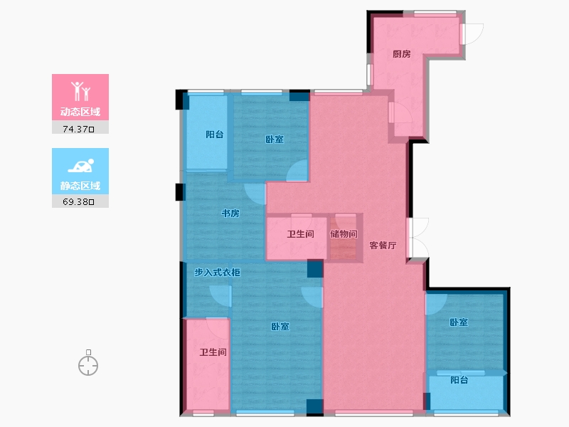 浙江省-宁波市-绿城宁波中心蘭轩-130.00-户型库-动静分区