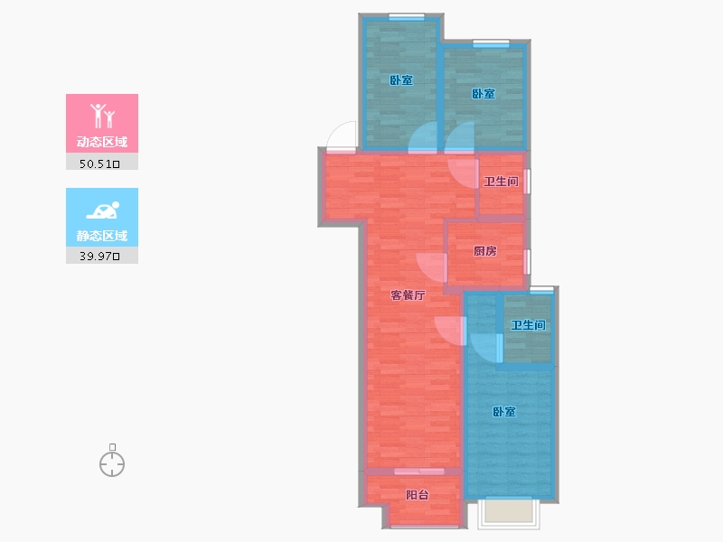 河南省-郑州市-郑州孔雀城星河府-80.00-户型库-动静分区