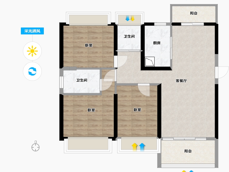 广东省-深圳市-碧桂园天誉-79.31-户型库-采光通风