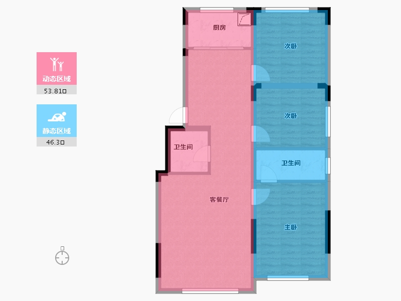 吉林省-长春市-中顺碧水园-90.06-户型库-动静分区