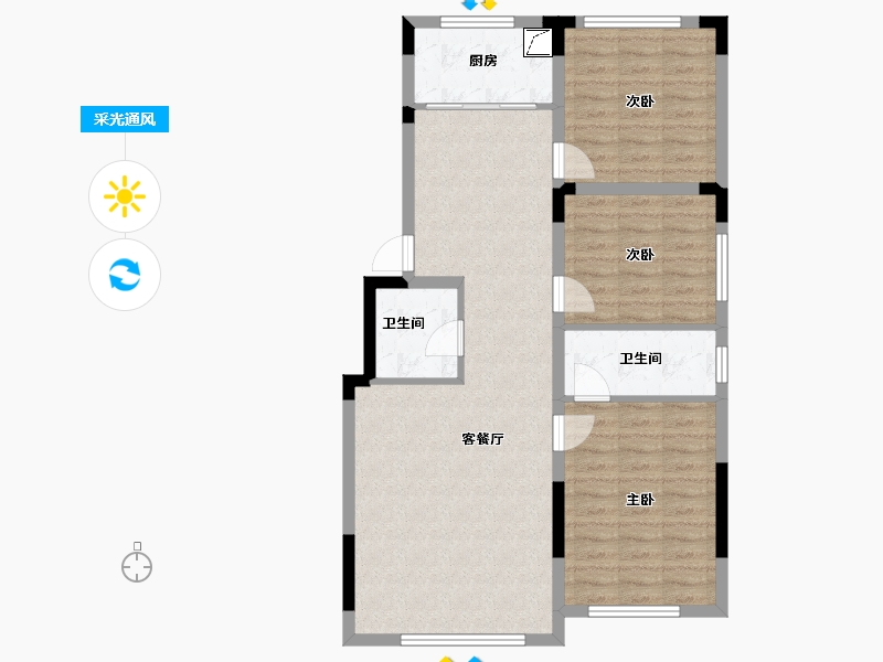 吉林省-长春市-中顺碧水园-90.06-户型库-采光通风