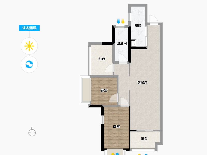 广东省-广州市-金地艺境天成-68.00-户型库-采光通风