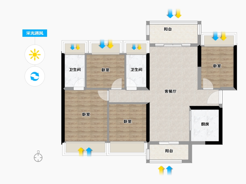 广东省-深圳市-太东海德花园-88.26-户型库-采光通风