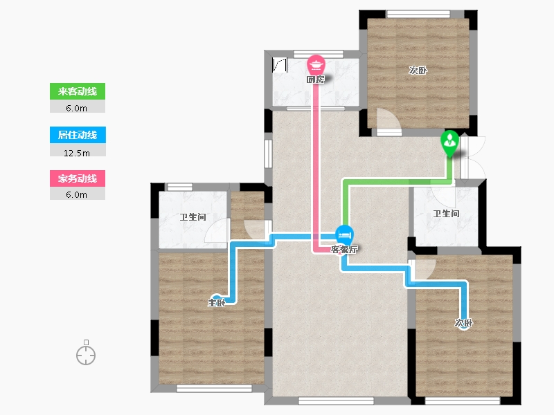 吉林省-长春市-中顺碧水园-93.08-户型库-动静线