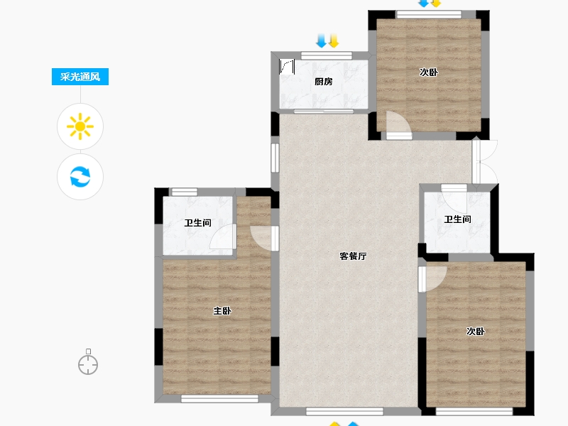 吉林省-长春市-中顺碧水园-93.08-户型库-采光通风