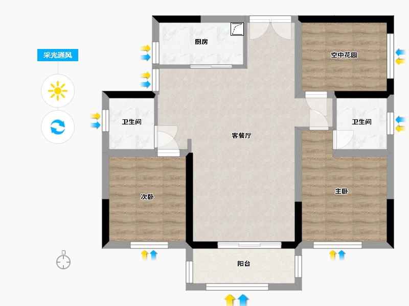 湖南省-长沙市-泰禹云开壹品·樾玺-74.10-户型库-采光通风