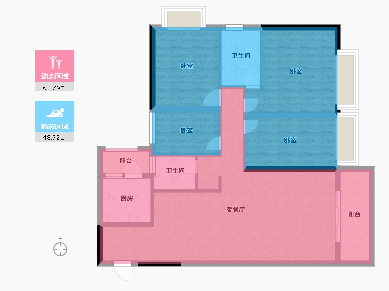 广东省-梅州市-御景蓝湾-98.36-户型库-动静分区