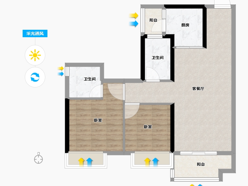 广东省-江门市-怡福新方盛·天睿-74.00-户型库-采光通风