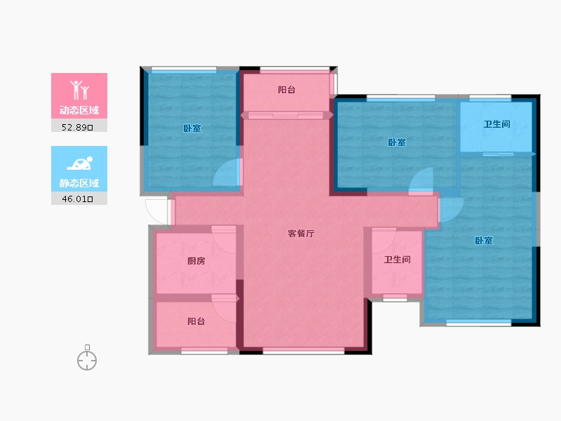 湖南省-长沙市-天元国际公寓-87.82-户型库-动静分区