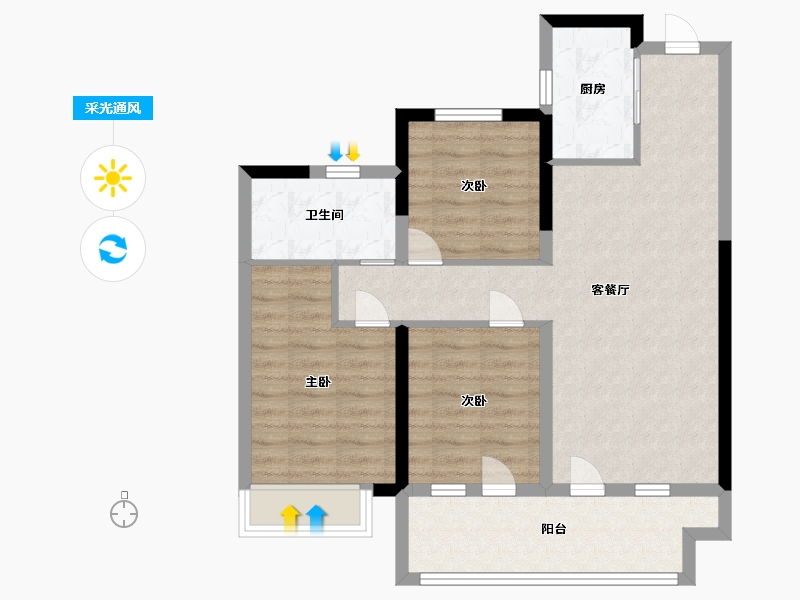 山东省-青岛市-莱西天泰城-76.00-户型库-采光通风