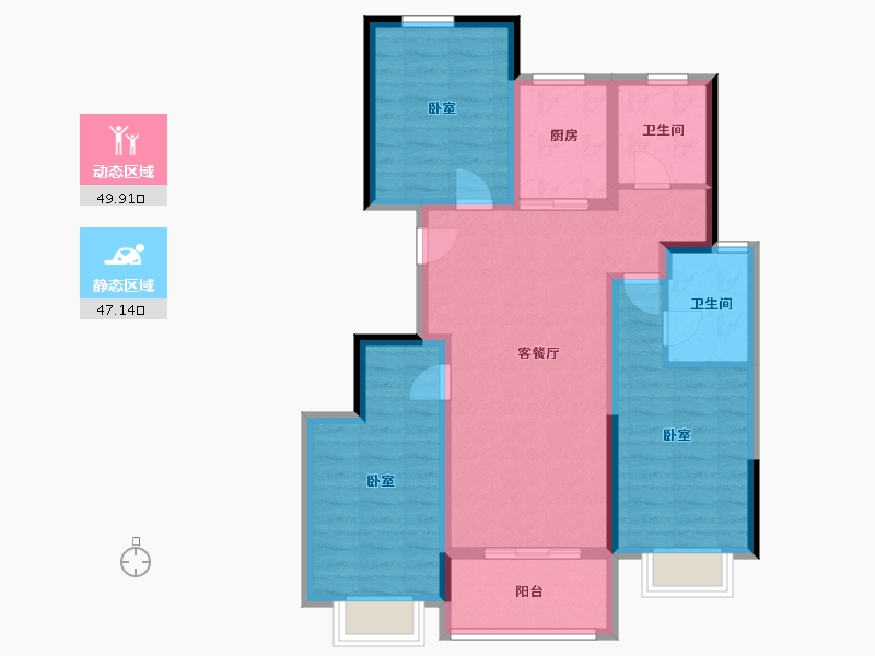 河南省-郑州市-锦荣米兰小镇-86.01-户型库-动静分区