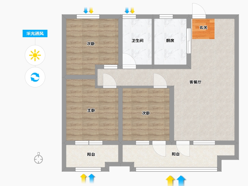 山东省-青岛市-金地格林美景-78.10-户型库-采光通风