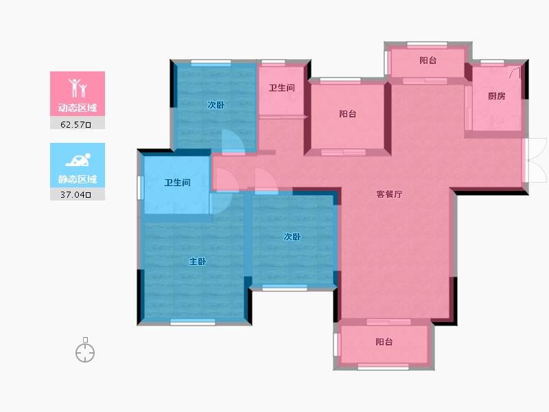 湖南省-长沙市-泰禹云开壹品·樾玺-87.55-户型库-动静分区