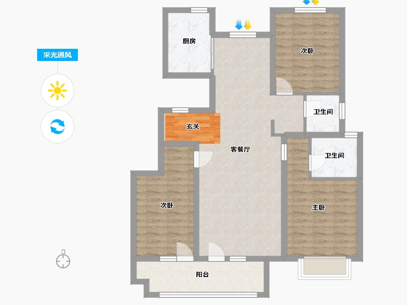 山东省-青岛市-金悦相府-94.40-户型库-采光通风