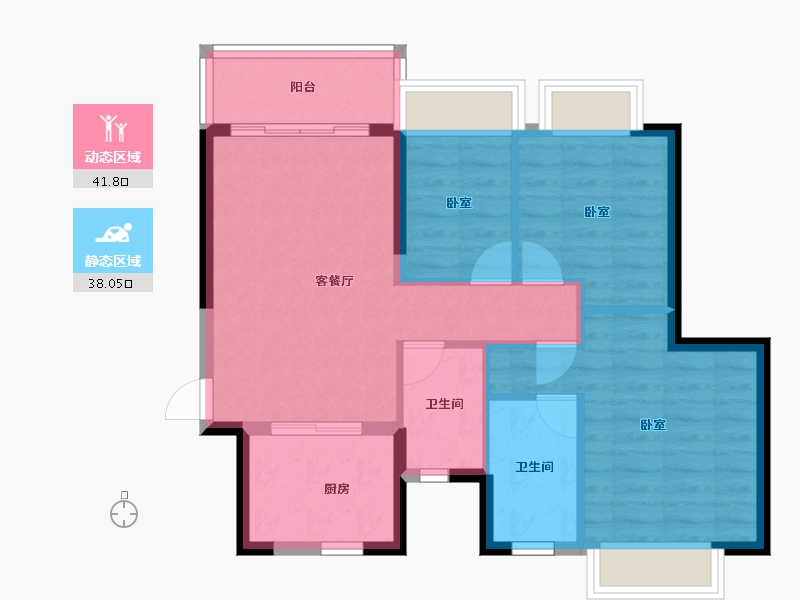 广东省-佛山市-恒大郦湖城-71.62-户型库-动静分区