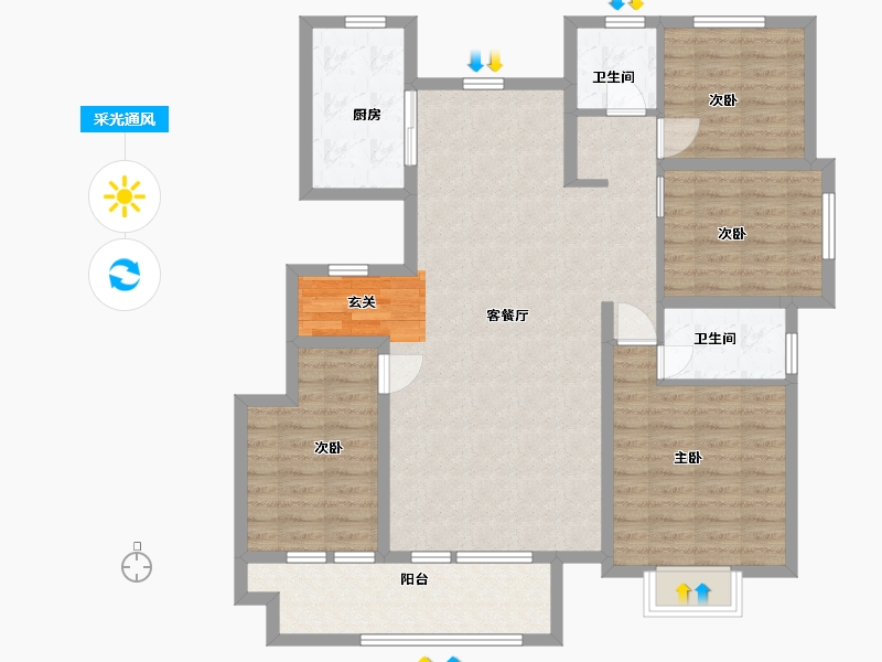 山东省-青岛市-金悦相府-113.60-户型库-采光通风