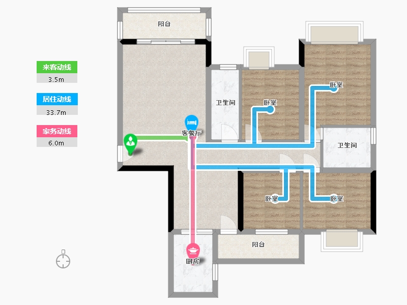 广东省-梅州市-艺展·熙园-101.36-户型库-动静线