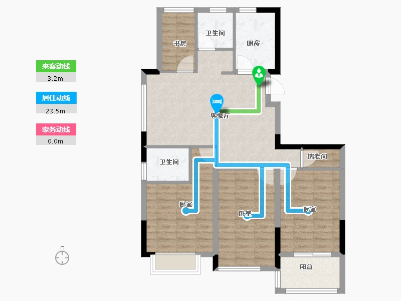 浙江省-宁波市-甬山书苑-90.00-户型库-动静线