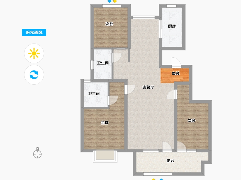 山东省-青岛市-金悦相府-94.40-户型库-采光通风