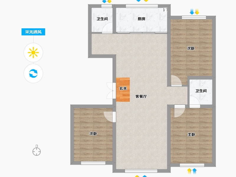 吉林省-长春市-米澜国际-93.24-户型库-采光通风